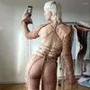 Frauen Zweiteilige Hosen Y2k Stricken Hose Set Frauen Ripped Backless Crop Top Casual Flare Herbst Weibliche 2 Outfit in Passenden
