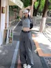 Deeptown Vintage Style coréen gris pantalon large femmes Y2k américain rétro Baggy pantalon Kpop 90S Grunge surdimensionné pantalons amples 240129