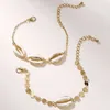 Bracelets à maillons 2 pièces/ensemble, Vintage, couleur or, Bracelet de cheville pour femmes, paillettes, coquille, breloque géométrique, bohème, bijoux de cheville