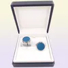 Perle Luxury Cuff Links Circle Blue Crystal Fourcolor en acier inoxydable hommes Business Shirts French Cufflinks Sleeve Style78551547