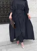 エスニック服eidイスラム教徒3ピースアバヤドレスセット女性モロッコパーティードレスベルトカフタンVネックマキシアバヤロングベスティドス2024