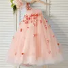 Girl Dresses Flower Sky Blue Tulle 3D Petals And Flowers Single Sleeveless For Wedding Birthday Party Banquet Princess Gowns