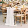 Toalha de mesa Chiffon Runner 27x118 polegadas Casamento romântico Sheer Decorações de festa de noiva chuveiro bege-branco