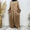 Ubranie etniczne muzułmański Krzyż mody z sukienką z paskiem Turkey Abaya Kobiety z długim rękawem Sundress Asymetryczne szatę Dubai Vestido Isamic
