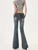 American High Street Spicy Girls Low Midje Jean Autumn Vintage Y2K Design Sense Slim Fit Straight Tube Micro Flare Pants 240129