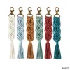 Keychains Women Exquisite Fashion Keychain ity Bohemian Tassel DIY Handwoven Car Keyring K5092