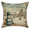 Pillow Retro Christmas Pillowcase Living Room Sofa Cover Snowman Deer Xmas Home Decoration Bedside