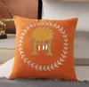 Housses de coussin de luxe série Orange, taie d'oreiller imprimée chevaux fleurs, pour la maison, chaise, canapé, décoration, taies d'oreiller carrées, taie d'oreiller 2023