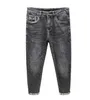 Мужские джинсы дизайнер черно -белый новый эластичный тонкий обстановка маленькая прямая трубка мужские джинсы H612 UTXT