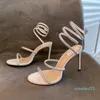 2024 Crystal Serpentine Dress Shoes Sexy Strass Cleo Sandals Party High Heel RC Sandal