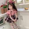 Clothing Sets Children's Baby JK Set Cute Pure Cotton Rabbit Ear Shirt Checkered Strap Pants Academy 2024