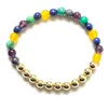 MG2038 New Design 6 MM Lapis Lazuli Green Turquoise Amethyst Yellow Agate Bracelet Womens Cooper Beads Yoga Wrist Mala