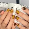 Kunstnagels 24PCS Cat Eye Druk op herbruikbare volledige dekking Glitter Fake Short DIY Manicure Art