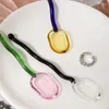 Spoons Candy-Colored Glass Stirring Spoon Long Handle Coffee Scoops Dessert Juice Resistant Milk Rod