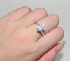 Bagues de mariage avec références, couleur or blanc pur, ne se décolore jamais, pour femmes, Solitaire, bande ronde en pierre de zircone 2ct, bijoux de mariée