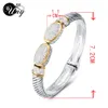 Uny Bangle Pave Stone Cable Wire Retro Antique Spring Bangle Bangle Bangle Bangle Love Valentine Christmas Gifts無料船Bracelets240125