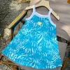 Vestidos da menina do bebê meninas vestido de uma peça 2024 verão grade impresso traje crianças sleveless praia roupas das crianças roupas de princesa