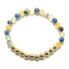 MG2037 New Design 6 MM Blue Kyanite Prehnite Black Rutile Quartz Yellow Crystal Bracelet Womens Cooper Beads Yoga Wrist Mala