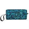 Sacs à cosmétiques Turquoise Paillettes scintillantes Trousse de maquillage Pochette pour hommes Femmes Rangement de toilette