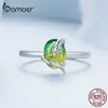 Pierścienie klastra Bamoer 925 Sterling Srebrny gradient Green Tourmaline Kamień Regulowany pierścień Lively Snake Otwarcie dla kobiet drobna biżuteria