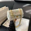 Bolsas de ombro Bolsa popular deste ano para mulheres em 2023 nova moda de lã com corrente de diamante bolsa crossbody outono e inverno moda corrente pequena bolsa quadradaH2422