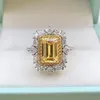 Anéis de cluster 100% 925 esterlina 6 9mm prata esmeralda corte citrino criado pedra preciosa para mulheres casamento bandas anel de noivado320i