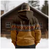 Vintage Winter Jackets för män Bison Print Design Motorcykeljacka Casual Long Sleeve Coats Male Versatile Hooded Sweatshirts 240119