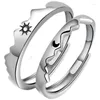 Bagues de cluster Sun Moon Couple Ouvert Bague réglable Cuivre Argent Plaqué Gothique Mariage Jewlery Cadeau Amis pour la plupart des femmes hommes