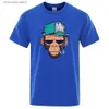 Mannen T-shirts 2023 Zomer Katoenen Tops Roken Aap Korte Mouw Mannen T-shirt Mode Losse T-shirt Harajuku Hip Hop heren Tees Streetwear T240202