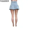 Jupes FAGADOER mode Denim plissé Mini jupes femmes taille haute a-ligne Jean jupe bleu décontracté bouton correspondant bas Streetwear J240202