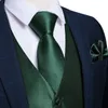 Hommes costume gilet cou cravate ensemble robe de soirée de mariage Paisley solide vert soie gilet smoking mâle Blazer DiBanGu 240119