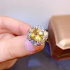 Bagues de cluster Bague de pierres précieuses de mode pour la fête 8mm Citrine naturelle 925 Bijoux en argent Cristal éblouissant