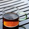 Weingläser Glas Transparent Kaffeetassen Tasse Meistergriff Teetasse Fu Set mit grünem dickem Trinkkung Hitzebeständig