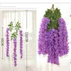 Fleurs décoratives 12 pièces glycine artificielle rotin fausse fleur violette guirlande suspendue pour la maison chambre fête décoration de mariage vignes végétales