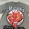 Erkekler Tişörtler 23SS Karikatür Anime Küçük Ejderha Baskı T-Shirt Erkek Kadınlar Vintage Güzel Yıkalı Tişört Üstleri Tee Gotik Giysileri T240202