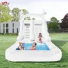 Casa gonfiabile bianca gonfiabile da 20 piedi in PVC commerciale da 20 piedi con scivolo e acquascivolo con vasca a sfera Castle Air Bouncer Combo 240127