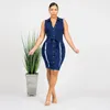 Sıradan Elbiseler 2024 Yaz Kadın Kolsuz Yırtıcı Kot Elbise Moda İnce Elastik Düğme Kemer Koyu Kıyafetleri S-2XL Damla Gemi