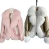 Chaqueta de piel de oveja auténtica para mujer con cuello de piel auténtica abrigo de invierno con forro cálido chaqueta térmica a prueba de viento prendas de vestir exteriores 1FNK3