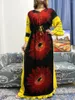 Roupas étnicas Abayas para Mulheres 2024 Moda Muçulmana Floral V-Pescoço Robe Femme Musulmane Islam Africano Algodão Vestido Caftan Marocain com