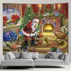 Tapestries Christmas Decoration Tapestry Santa Claus Snowman Wall Art Background Cloth Living Room Year Home