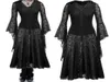 Sukienki swobodne Halloweenowe kostiumy Cosplay Straszne wampirów czarownice Kobiety Kobiety średniowieczne wiktoriańskie maskaradę Czarne koronkowe puste Maxi D8403374