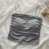 Kvinnors tankar Summer Ice Silk Camisole Chest Pad Anti-Light Bottoming Beautiful Back Underwear Short Top kan bäras utanför grossist