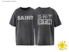 Herren T-Shirts 24SS Washed Vintage Black SAINT MICHAEL T-Shirt Herren Damen 1 1 Hochwertiges T-Shirt aus schwerem Stoff T240202