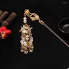 Hair Clips Chinese Palace Lantern Hairpin Gold Color Metal Sticks Forks With Light Women Girls Pendant Jewelry For Hanfu Dress