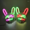 Masque facial de lapin sanglant à LED, fournitures de fête, Cosplay, Animal effrayant, tueur d'horreur de vacances, Costume d'halloween
