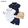 Haut et été mode né garçons vêtements formels ensemble coton barboteuse Shorts bébé Gentleman costume enfants vêtements ensembles 240131