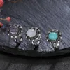 Cluster Rings Natural 8 10MM Moonstone Turquoise Vintage Ring Sterling Silver 925 For Women Amethyst Party Fine Luxury Jewelry Gift