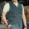 Giacche da uomo Amekaji Wear Abbigliamento Gilet di jeans a righe in cotone Vintage Casual di buona qualità