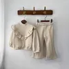 Giyim setleri kış kız çocukları moda katı yüzer balıkçıck kalın üstleri önyükleme kesim 2pcs bebek pamuklu gündelik sweatshirt seti çocuk kıyafetleri