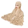 Etniska kläder Instant Hijab Jersey Hijabs Cross panna Turban Muslim Women Scarf